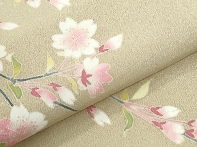 平和屋着物●本加賀友禅作家　柿本市郎　訪問着　枝桜文　三越扱い　正絹　逸品　CABK7766yc