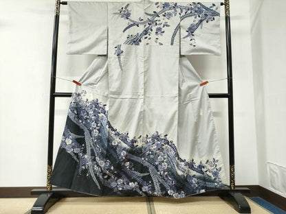平和屋着物●訪問着　本場染大島紬　作家物　辻が花　絞り　さが美扱い　正絹　逸品　CABK7767yc