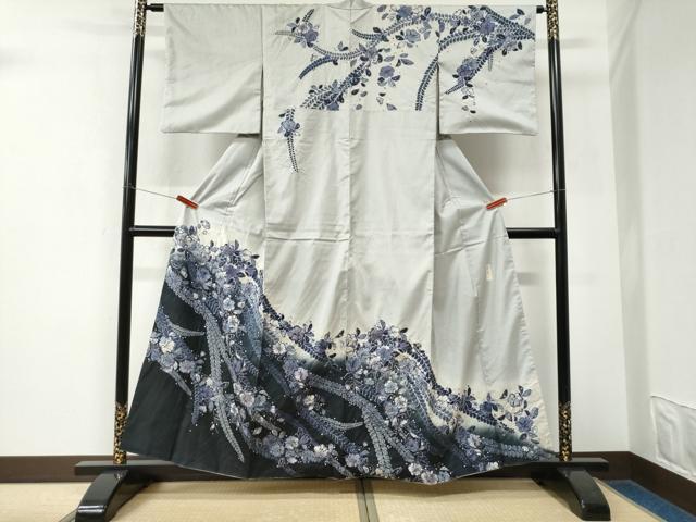 平和屋着物●訪問着　本場染大島紬　作家物　辻が花　絞り　さが美扱い　正絹　逸品　CABK7767yc