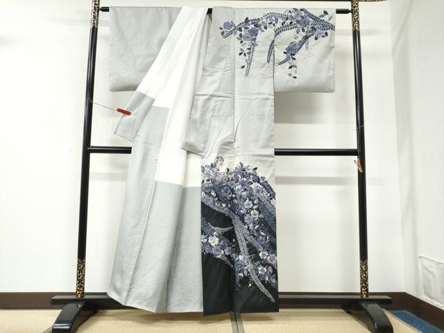平和屋着物●訪問着　本場染大島紬　作家物　辻が花　絞り　さが美扱い　正絹　逸品　CABK7767yc