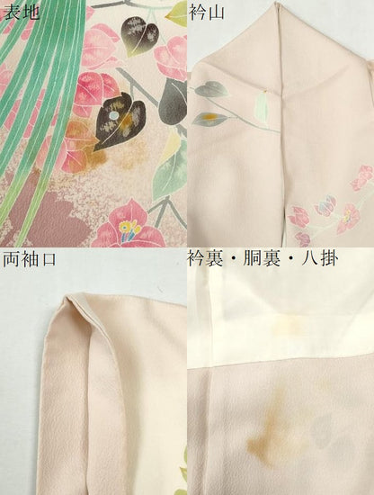 平和屋着物●人間国宝・羽田登喜男　訪問着　駒刺繍　尾長鳥枝花文　暈し染め　正絹　逸品　CABK7770yc