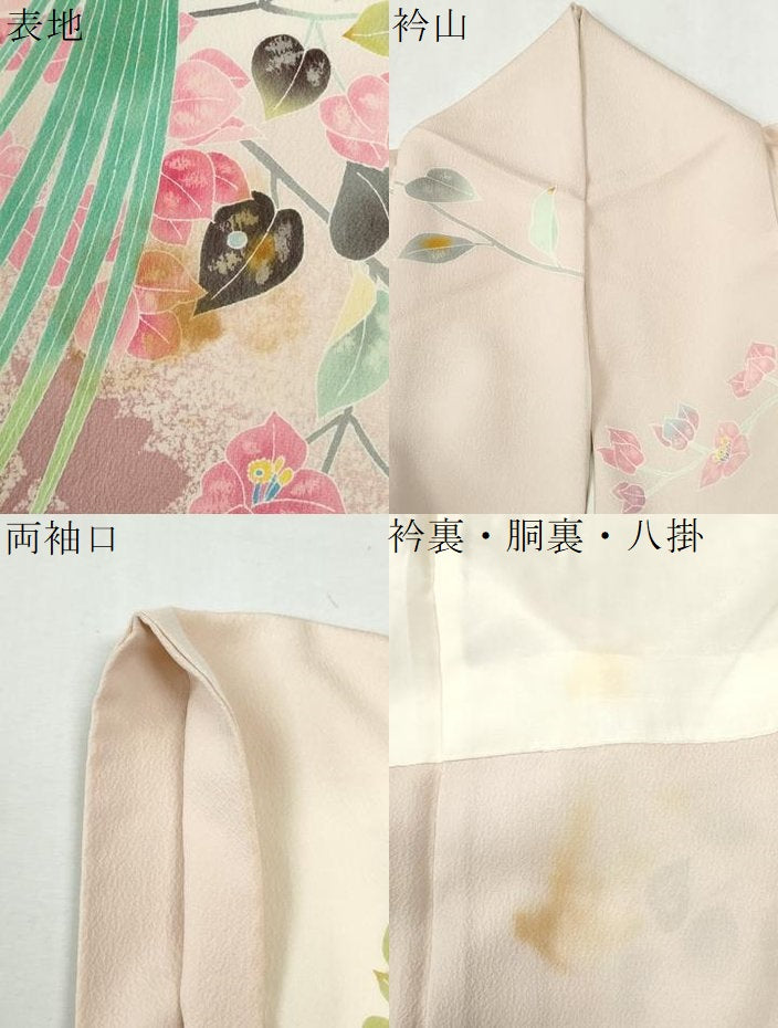平和屋着物●人間国宝・羽田登喜男　訪問着　駒刺繍　尾長鳥枝花文　暈し染め　正絹　逸品　CABK7770yc