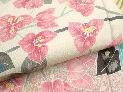 平和屋着物●人間国宝・羽田登喜男　訪問着　駒刺繍　尾長鳥枝花文　暈し染め　正絹　逸品　CABK7770yc