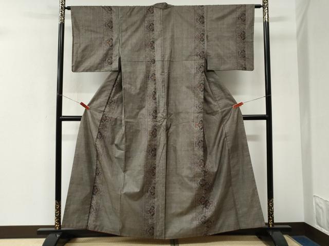平和屋着物●本場大島紬　9マルキ　花唐草間道　正絹　逸品　CABK7773yc