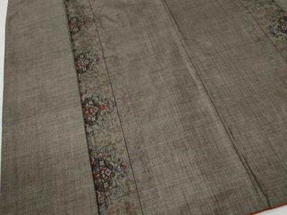 平和屋着物●本場大島紬　9マルキ　花唐草間道　正絹　逸品　CABK7773yc