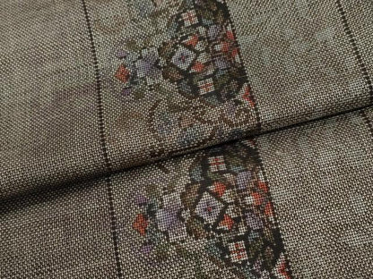 平和屋着物●本場大島紬　9マルキ　花唐草間道　正絹　逸品　CABK7773yc