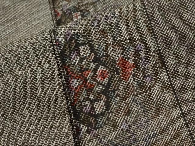 平和屋着物●本場大島紬　9マルキ　花唐草間道　正絹　逸品　CABK7773yc