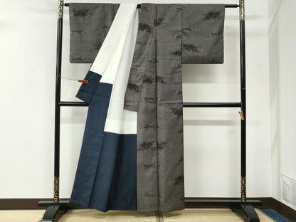 平和屋着物●本場大島紬　9マルキ　霞草花文　正絹　逸品　CABK7779yc