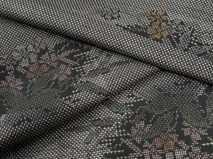 平和屋着物●本場大島紬　9マルキ　霞草花文　正絹　逸品　CABK7779yc