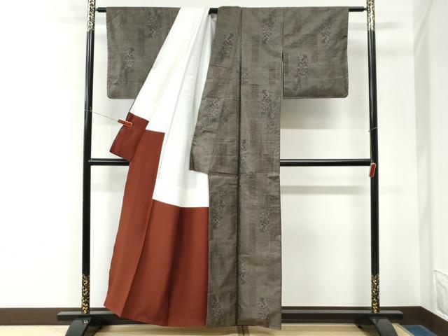 平和屋着物●本場大島紬　9マルキ　短冊吉祥草花文　正絹　逸品　CABK7780yc