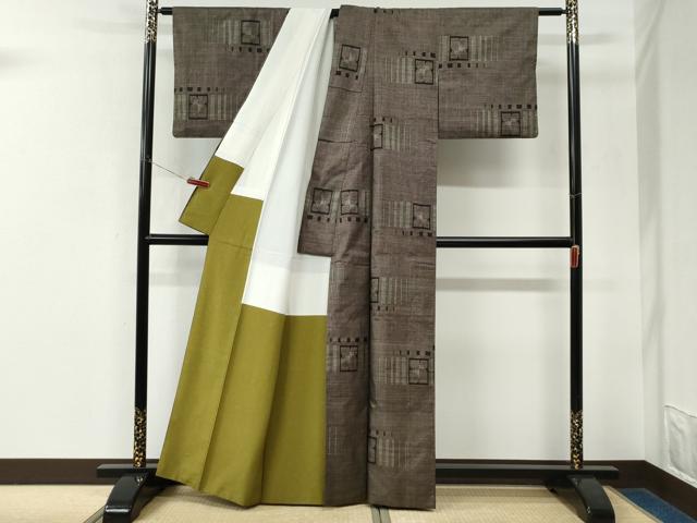 平和屋着物●本場大島紬　7マルキ　色紙吉祥文　正絹　逸品　CABK7782yc