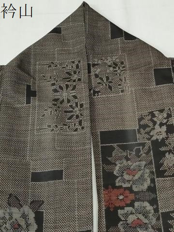 平和屋着物●本場大島紬　9マルキ　色紙重ね牡丹花文　正絹　逸品　CABK7784yc