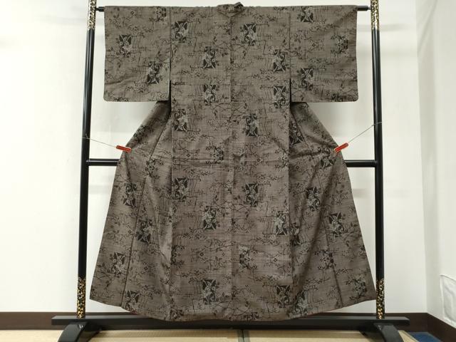 平和屋着物●本場大島紬　7マルキ　短冊草花文　正絹　逸品　CABK7787yc