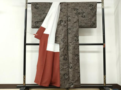 平和屋着物●本場大島紬　7マルキ　短冊草花文　正絹　逸品　CABK7787yc