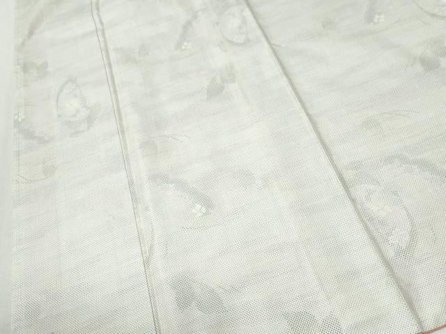 平和屋着物●本場大島紬　白大島　9マルキ　舞蝶花文　正絹　逸品　未使用　CABK7790yc