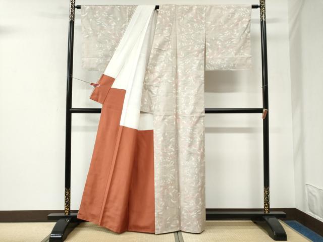 平和屋着物●本場大島紬　9マルキ　草花文　正絹　逸品　CABK7792yc