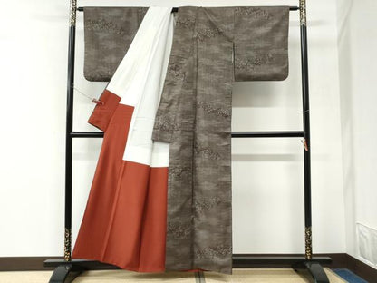 平和屋着物●本場大島紬　7マルキ　草花文　正絹　逸品　CABK7794yc
