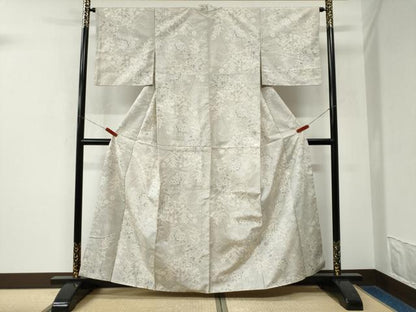 平和屋着物●本場大島紬　白大島　7マルキ　色紙草花文　正絹　逸品　CABK7796yc