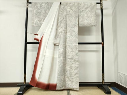 平和屋着物●本場大島紬　白大島　7マルキ　色紙草花文　正絹　逸品　CABK7796yc