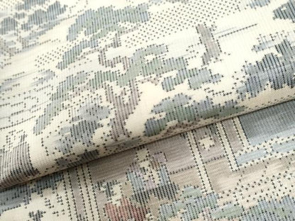 平和屋着物●本場大島紬　白大島　9マルキ　総絣　霞人物風景文　正絹　逸品　CABK7798yc