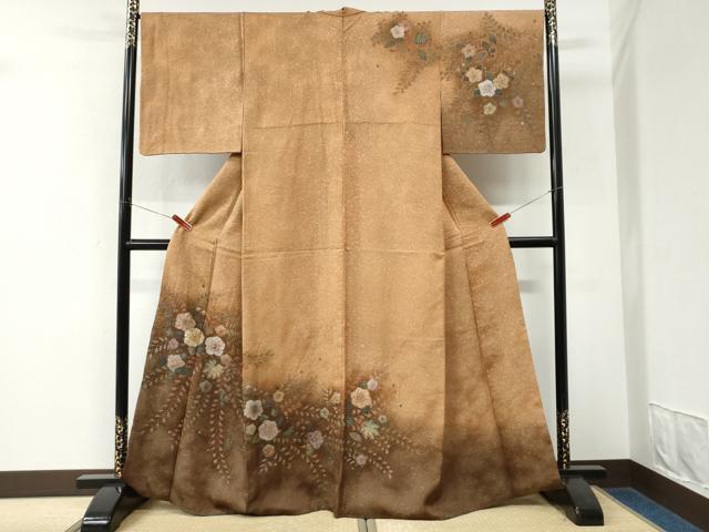 平和屋着物●訪問着　辻が花　絞り　暈し染め　金通し地　正絹　逸品　CABK7801yc