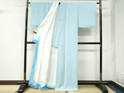 平和屋着物●上質な色無地　白藍色　正絹　逸品　未使用　CABK7837yc