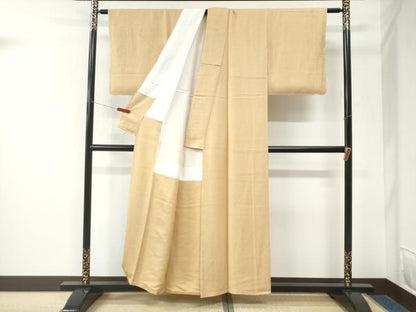 平和屋着物●本草木染作家　瑞寶　色無地　紋意匠　薄香色　正絹　逸品　未使用　CABK7846yc