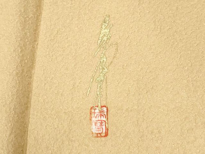 平和屋着物●本草木染作家　瑞寶　色無地　紋意匠　薄香色　正絹　逸品　未使用　CABK7846yc