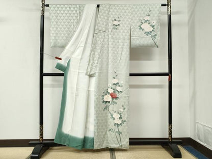 平和屋着物●訪問着　枝牡丹　正絹　逸品　CABK7863yc