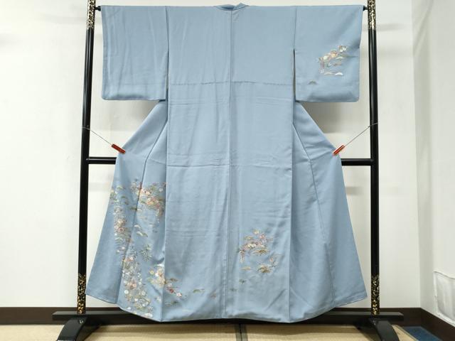 平和屋着物●訪問着　駒刺繍　地紙松竹梅吉祥花文　正絹　逸品　CABK7865yc