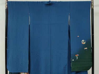 平和屋着物●豪華振袖　総刺繍　駒刺繍　御所車檜扇草花文　暈し染め　さが美扱い　正絹　逸品　CABK7883yc