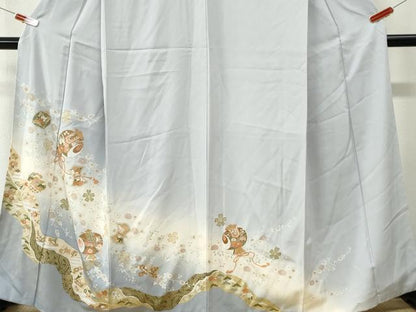 平和屋着物●訪問着　駒刺繍　宝尽くし舞花文　暈し染め　金彩　正絹　逸品　CABK7896yc