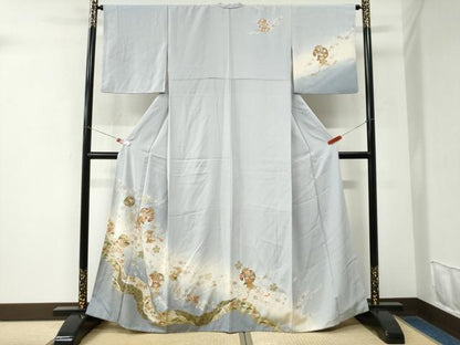 平和屋着物●訪問着　駒刺繍　宝尽くし舞花文　暈し染め　金彩　正絹　逸品　CABK7896yc