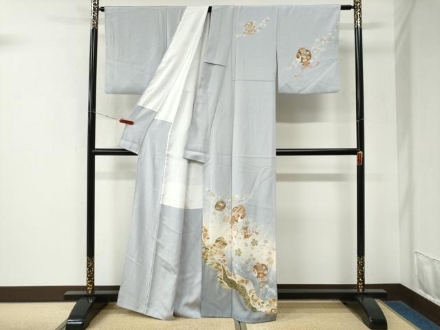 平和屋着物●訪問着　駒刺繍　宝尽くし舞花文　暈し染め　金彩　正絹　逸品　CABK7896yc