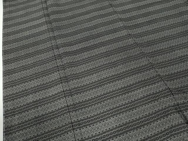 平和屋着物●江戸小紋　作家物　横段花文　黒地　正絹　逸品　未使用　CABK7898yc