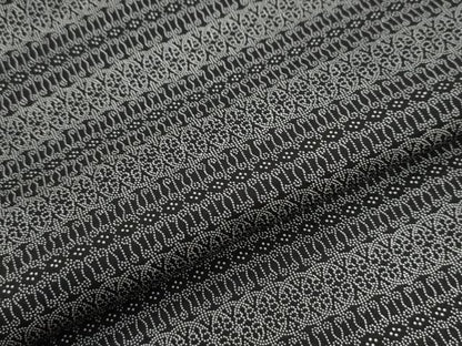 平和屋着物●江戸小紋　作家物　横段花文　黒地　正絹　逸品　未使用　CABK7898yc