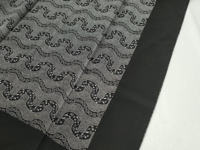 平和屋着物●江戸小紋　作家物　横段花文　黒地　正絹　逸品　未使用　CABK7898yc