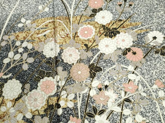 平和屋着物●訪問着　霞籬草花文　たたき染め　金彩　正絹　逸品　未使用　CABK7906yc