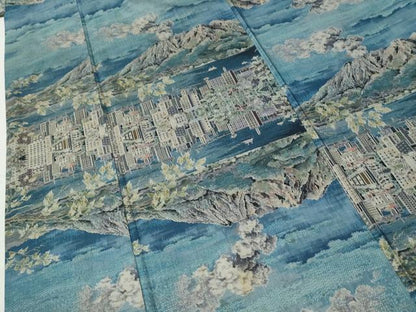 平和屋着物●都喜ヱ門　本場大島紬　7マルキ　総絣　遠山風景文　藤絹織物謹製　正絹　逸品　CABK7908yc