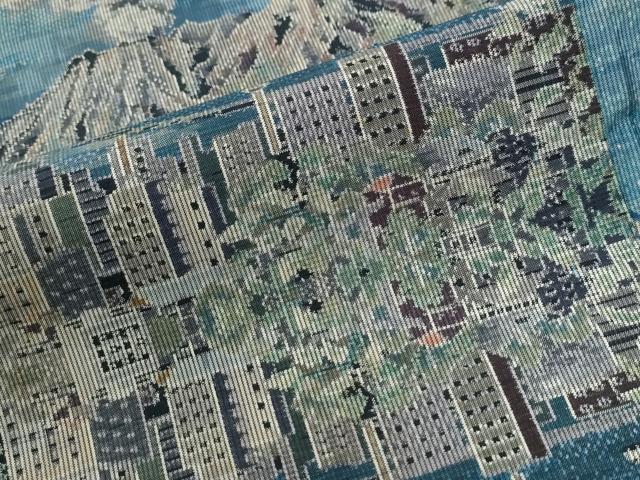 平和屋着物●都喜ヱ門　本場大島紬　7マルキ　総絣　遠山風景文　藤絹織物謹製　正絹　逸品　CABK7908yc