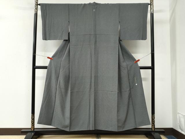 平和屋着物●伝統工芸師　服部光擴　江戸小紋　松皮菱　黒地　正絹　逸品　CABK7910yc