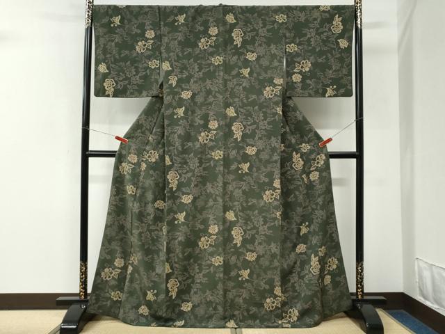 平和屋着物●上質な小紋　花唐草文　正絹　逸品　CABK7911yc