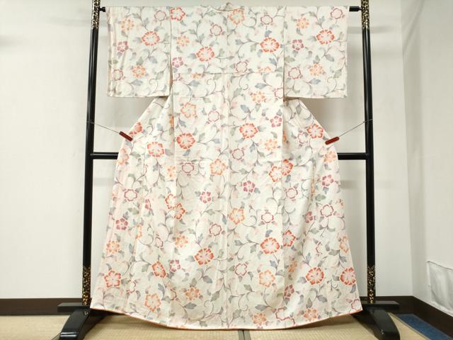 平和屋着物●上質な小紋　絞り　枝花文　正絹　逸品　CABK7922yc