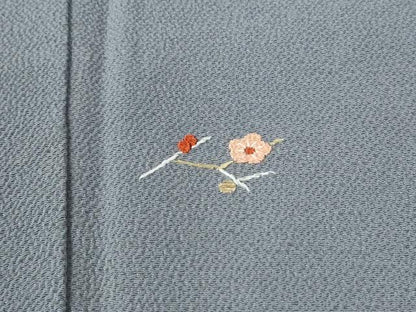 平和屋着物●訪問着　総刺繍　枝梅文　鬼しぼ縮緬　正絹　逸品　未使用　CABK7942yc