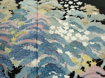 平和屋着物●本加賀友禅作家　毎田仁郎　黒留袖　松竹梅　正絹　逸品　CABK7945yc