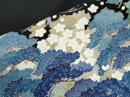 平和屋着物●本加賀友禅作家　毎田仁郎　黒留袖　松竹梅　正絹　逸品　CABK7945yc