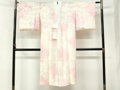 平和屋着物●長襦袢　無双仕立て　草花丸地紋　暈し染め　正絹　逸品　CABK7959yc