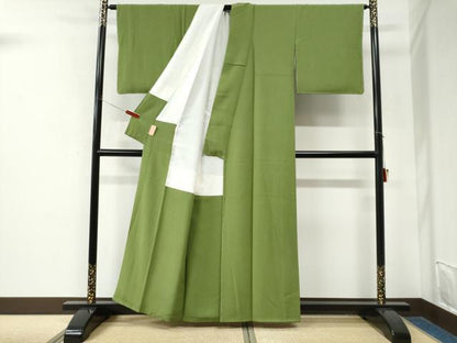 平和屋着物●本草木染作家　瑞寶　色無地　青丹色　正絹　逸品　未使用　CABK7962yc