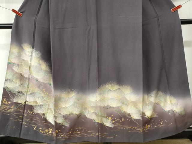 平和屋着物●色留訪問着　松葉文　暈し染め　金銀彩　正絹　逸品　CABK7964yc