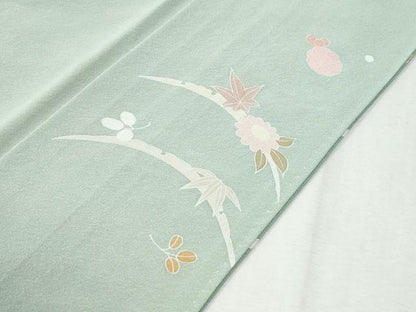 平和屋着物●中国三大刺繍　スワトウ刺繍　総刺繍　訪問着　雪輪雪芝宝尽くし草花文　暈し染め　金糸　正絹　逸品　未使用　CABK7985yc